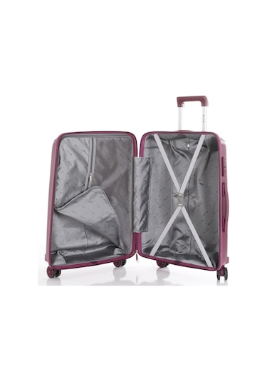 Mçs Üçlü Polipropilen Valiz Seti V305 - Mçs Kırılmaz Silikon Valiz Set Mürdüm