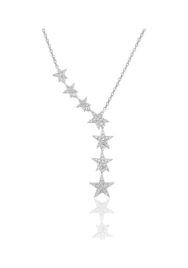 Gümüş Rodyumlu Zirkon Taşlı Kayan Yıldız Kolye