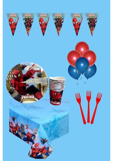 Spiderman 16 Kişilik Doğum Günü Set Parti Seti Konsept Parti