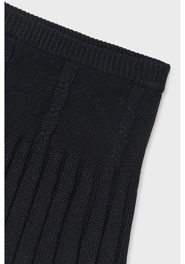 Kız Çocuk Saç Örgüsü Desenli Pileli Triko Etek - Siyah SiYAH