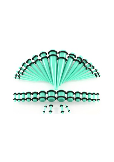 Sones 36 Adet Unisex Akrilik Kulak Genişletme Kulak Genişletici 14g-00g Aksesuar Seti Nane Yeşili Yeşil