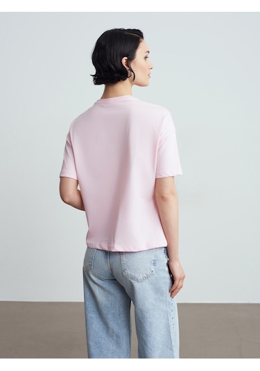 Dilvin 3683 Basic T-shirt-toz Pembe Toz Pembe