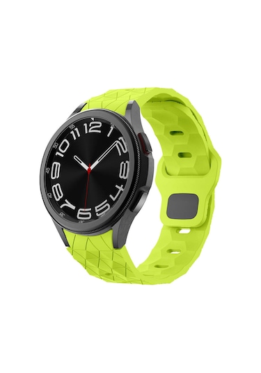 Galaxy Uyumlu Watch 6 44mm Hgea Krd-116 20mm Futbol Desenli Spor Tasarımlı Silikon Kordon-yeşil