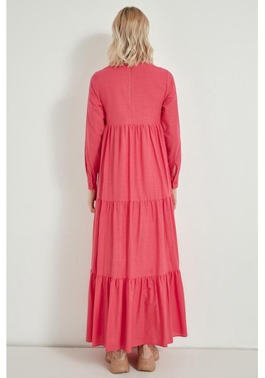 Pastelastore Kadın Pamuk Uzun Elbise 1109 Fuşya