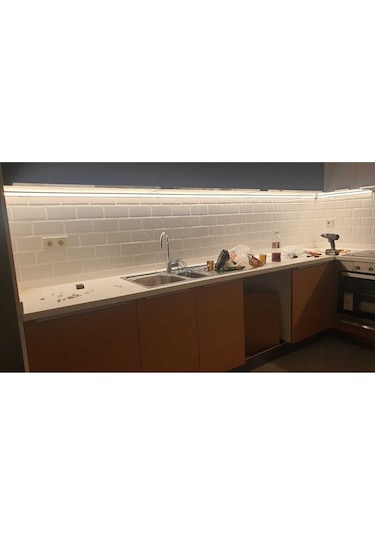 Mutfak Dolabı Ve Tezgah Altı Köşe 100 Cm Led Şerit Profil Aydınlatma Anahtarlı Fişli Günışığı