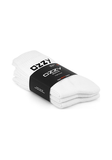 Ozzy Socks 3 Çift Uzun Konçlu Tenis Spor Çorabı Beyaz Paket Beyaz