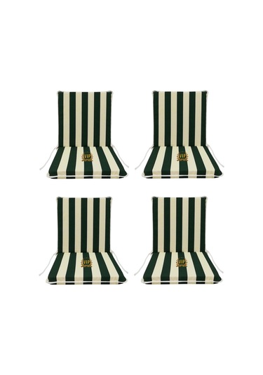 Viphomeconceptltd Sandalye Minderi 4 Adet Arkalıklı Büyük Fermuarlı Yeşil-Beyaz