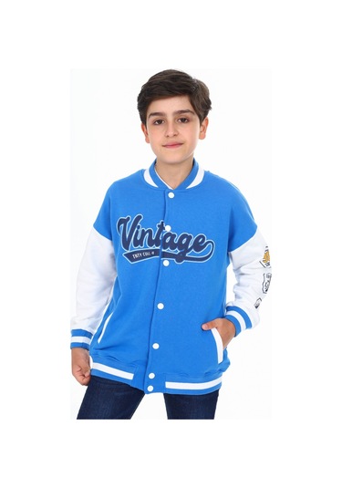 Toontoy Erkek Çocuk Baskılı Kolej Hırka Saks