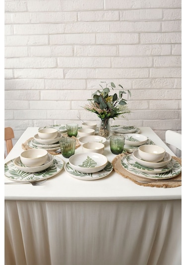 Keramika Forest Yemek Takımı 24 Parça 6 Kişilik 22726-27-28 Yeşil