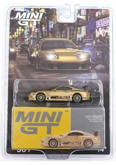 Mini Gt 961 1/64 Toyota Supra A80 Top Secret Gt-300 Top Secret Gold - Blister Paket