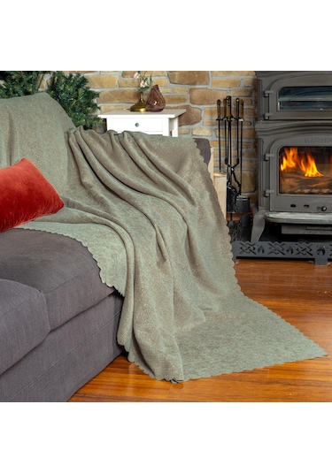 Jakarlı Şönil Koltuk Örtüsü Kanepe Örtüsü Koltuk Şalı 110x175 2 Ad. Kaymaz Kum Beji Kum Beji