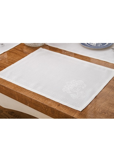 Finezza Lola Jakar Polyester Kumaş Krem Amerikan Servis 33,5x46 cm Krem 4Ad-1380 Krem