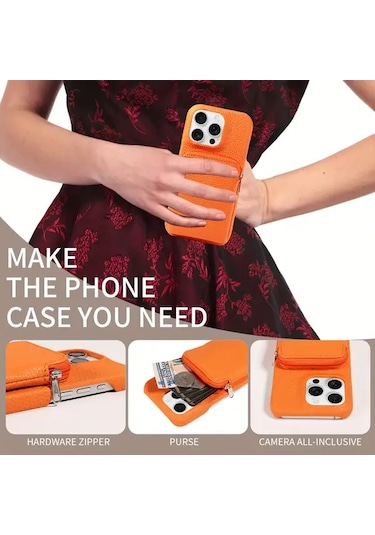 Hightower Galaxy A06 Pembe Yapay Deri Fermuarlı Cüzdanlı Anti Düşme Kılıf