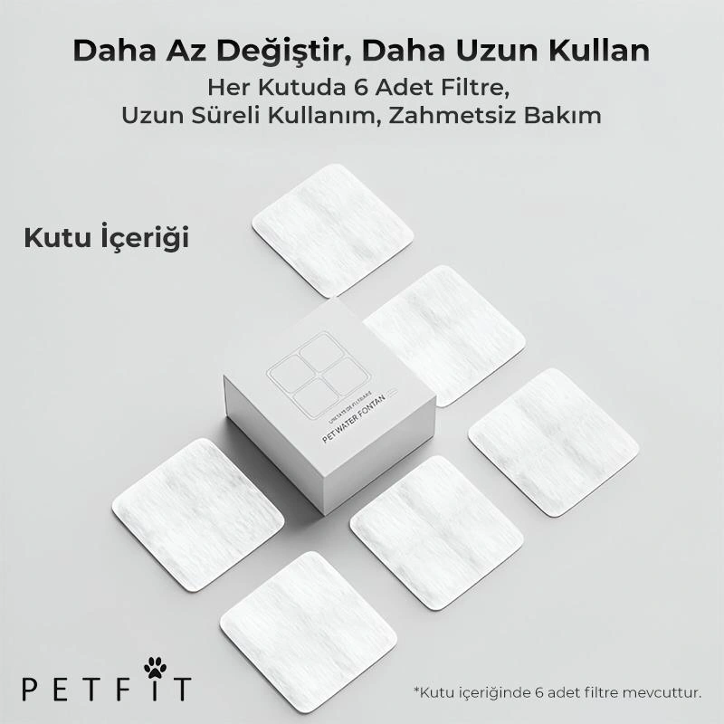 Petfit Aqua Flow 4l Akıllı Otomatik Kedi Köpek Su Pınarı Su Çeşmesi Su Şelalesi İçin Filtre 6 Adet