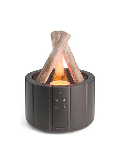 Sones Şenlik Ateşi Şeklinde Uzaktan Kumandalı Aroma Difüzör Masaüstü Alev Nemlendirici, Renk: Siyah