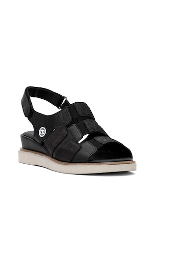 Mammamia D25ys-5040 Kadın Hakiki Deri Düz Sandalet Siyah Siyah