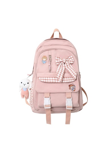 Kawaii Sırt Çantası Sevimli Aksesuarlar İle Günlük Kitap Çantaları Dizüstü Bilgisayar Çantası Seyahat Day Packs Pink Pembe