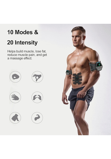 Xiyyadms 10 Modlu 20 Kademeli Karın Kası Güçlendirici, Şarj Edilebilir Pil, Ev Ve Ofis Kullanımı İçin Pratik Kas Geliştirme Aleti Siyah