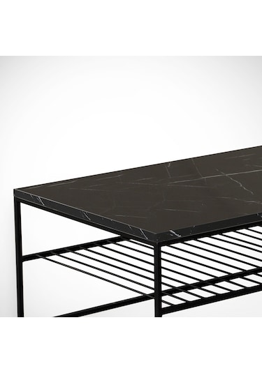 Etna Siyah Mermer Orta Sehpa Metal & Orta Masa Royal /Metal Ayak