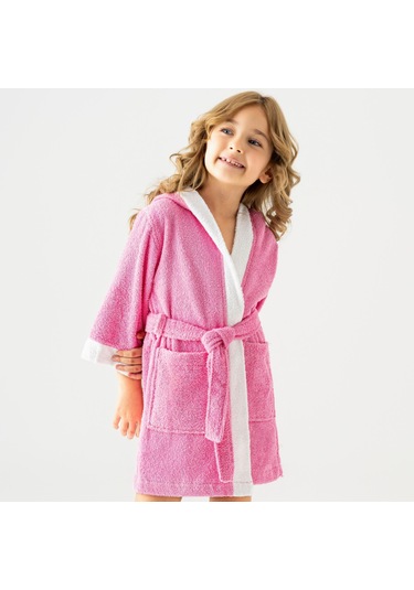 Soley Pueri %100 Pamuklu Unisex Çocuk Bornozu Pembe