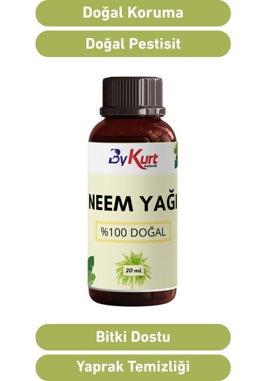 Bykurt %100 Saf Neem Yağı 20ml Doğal Böcek Kovucu Soğuk Sıkım Tesbih Ağacı Yağı 20 ML