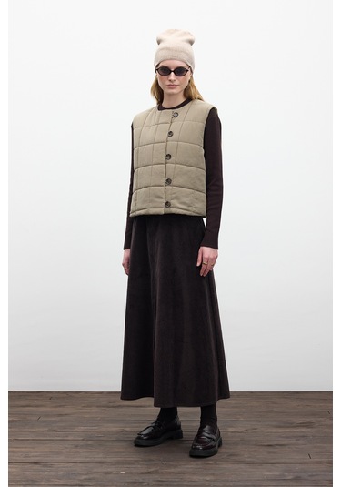 Kapitone Kısa Fit Yelek Yeşil Yeşil