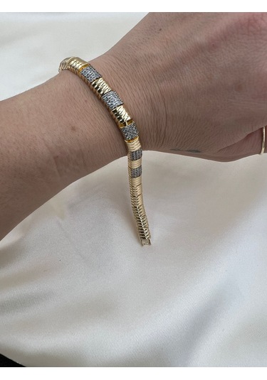 Çelik Zirkon Taşlı Ray Bileklik