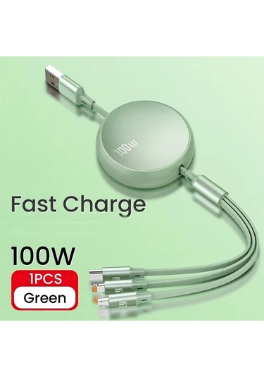 Brightnova 3 İn 1 Data Kablosu 100w 1 2m Yeşil 47 24 İnç 3a 6a Usb Hızlı Şarj İphone Uyumlu 13 14 12 11 Pro X Max Type C Micro Huawei