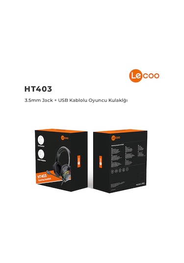 Lecoo HT403 3.5 MM Jack + USB Kablolu Kulak Üstü RGB Gaming Kulaklık