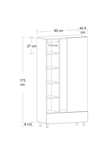 Mobilique 90cm 2kapaklı Gardrop Byz 600-00-141