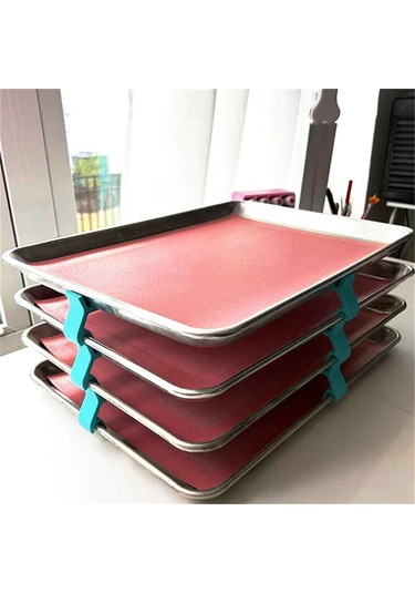 12 Adet Fırın Tepsisi İstifleyicileri Yerden Tasarruf Sağlayan Tepsi İstifleyicileri Mavi