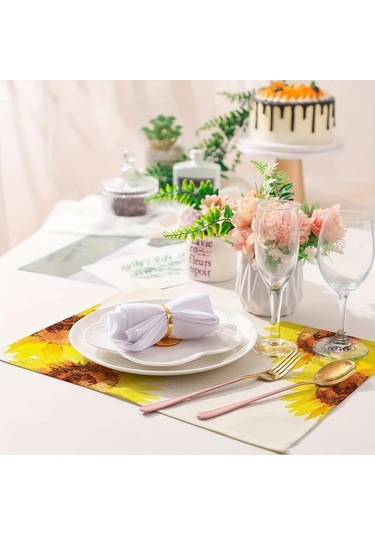 Willowhaven 8'li 12x18 İnç Sublimasyon Masa Örtüsü Yıkanabilir Linen Sofa Bej