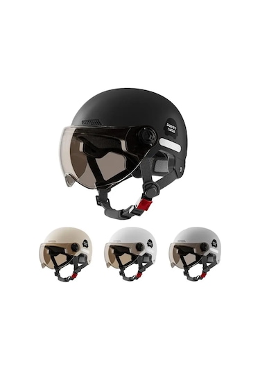 Scooter Emniyet Şapkası Güneşlik İle Erkekler Kadınlar İçin Beyaz