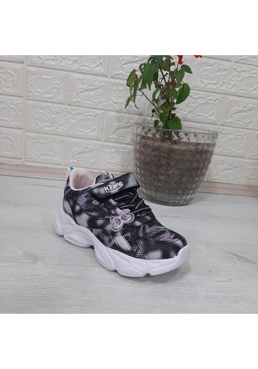 M.p One 3216 Siyah Simli Cırtlı Hafif Rahat Kız Çocuk Spor Ayakkabı 001