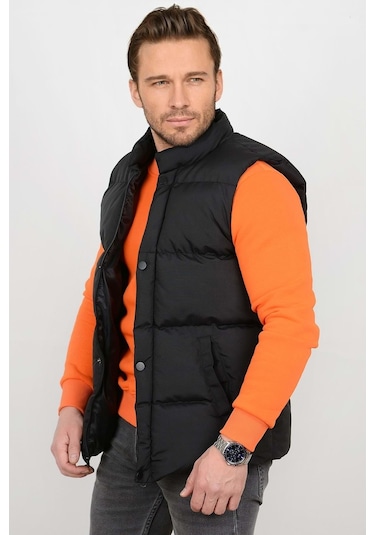 Erkek Crozvise Slim Fit Şişme Yelek Kf03-Siyah