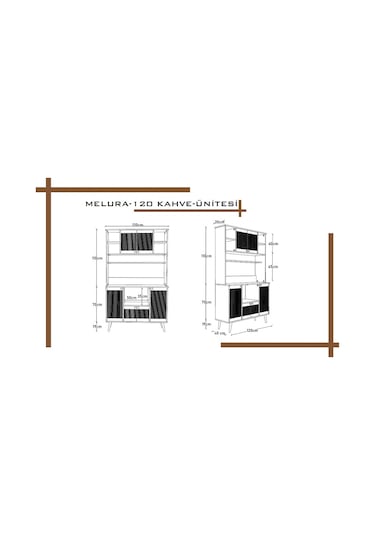 Melura Kahve Köşesi 120 Cm %100 Mdf Çok Amaçlı Dolap Gri