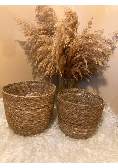 2li Hasır Silindir Saksılık Orta Boylar