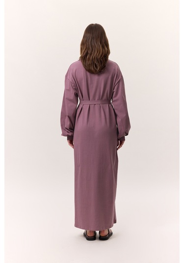 Balon Kollu Uzun Rahat Elbise Leylak Leylak