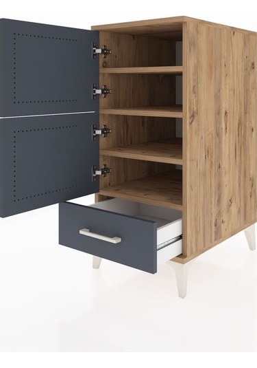 Kronos Komodin 4 Raflı Tek Çekmeceli Tek Kapaklı 44x59x96 Çam... Çam