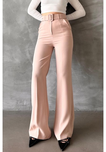 Madmext Bej İspanyol Paça Kadın Kumaş Pantolon Mg2303 Bej