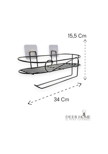 Paslanmaz Siyah Kendinden Yapışkanlı Mutfak Banyo Düzenleyici Kavanoz Havlu Kağıt Rafı Siyah