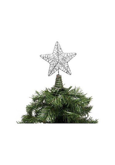 Yılbaşı Çam Ağacı Tepeliği Gümüş Yıldız Tel Tepelik 24 Cm