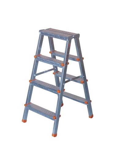 Asvera - 4+4 Basamaklı Çift Çıkışlı Galvanizli Profil Merdiven Ev, Bahçe, İşyeri İçin Uygun