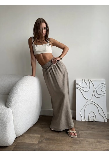 Shatılova M.v. Lastikli Uzun Yazlık Etek 404420548 Bej