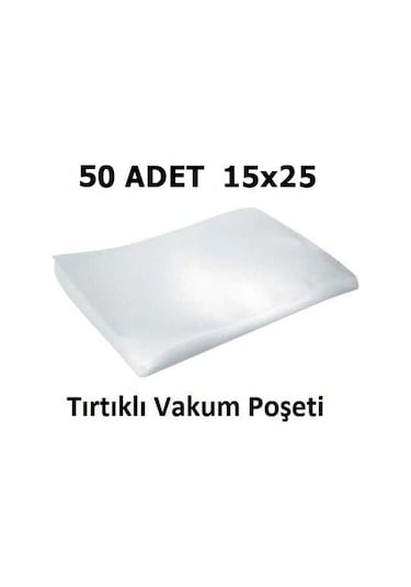Tırtıklı Vakum Makinesi Poşeti Torbası 15 x 25 CM - 50 Adet