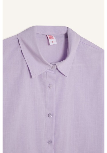 DeFacto Regular Fit Pamuklu Plaj Gömleği-Fall in Love W8241AZ24SMPR33 Mor DeFacto Regular Fit Pamuklu Plaj Gömleği-Fall in Love W8241AZ24SMPR33 Mor