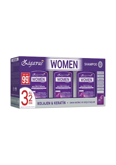 Zigavus Women Kolajen - Keratin Şampuan 3 Al 2 Öde 300 ML