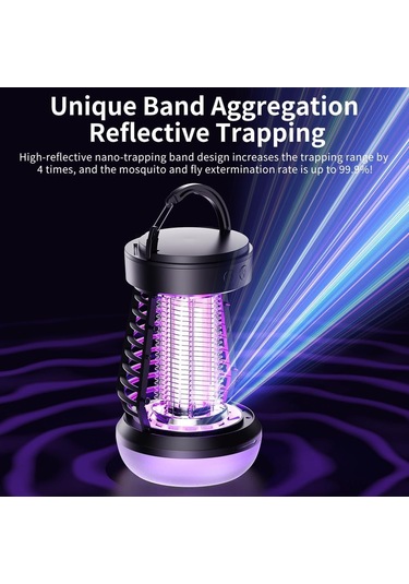 Wezone J10 Siyah Led Isırgan Öldürücü Lambası - Ev, Bahçe, Kamp Kullanıma Uygun, Sos Acil Işık Özelliği, 2000mah Pil, Type-c Şarj Siyah