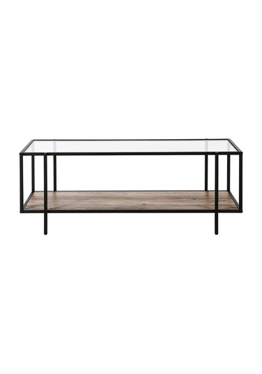 Adeline Siyah Metal Cam&ahşap Orta Sehpa