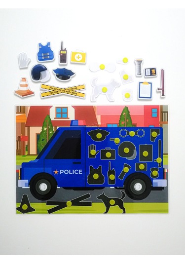 Çocuklara Polis Ekipmanlarını Öğretici Eşleştirme Dikkat Hafıza Güçlendirme Oyunu Cırtlı Etkinlik